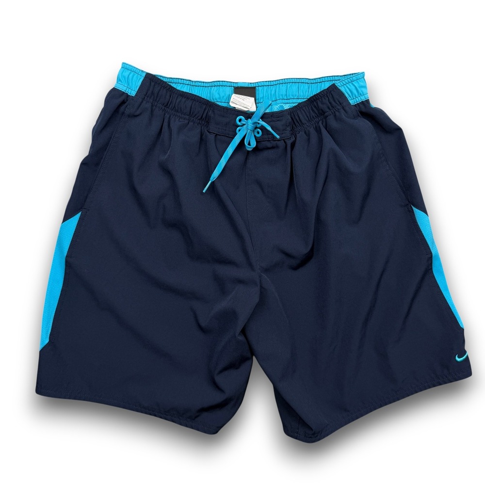 Nike‎ Swim Trunks Mens XL Navy Blue Drawstring Mesh Lined Board Shorts NESS8420